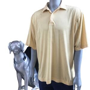 Foot Joy Yellow Blue Striped Golf Polo Short Sleeve Shirt Men’s Size XL
